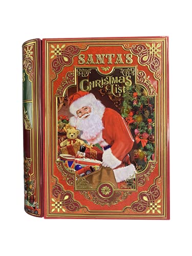 Blechdose in Form eines Weihnachsts-Buches "Santa´s List" Keksdose Deko Box Retro Dose sehr groß Aufbewahrung, ca. 24.5 x 21 x 9 cm von stylebox