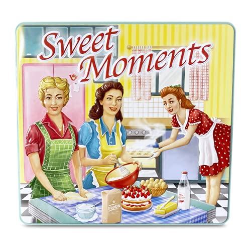 stylebox Rechteckige Blechdose mit Aufschrift Sweet Moments im Retro-Look Mint Keksdose Deko Box Dose, ca. 23 x 21.5 x 4 cm Volumen: 1,9 L von stylebox