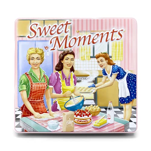 Rechteckige Blechdose mit Aufschrift "Sweet Moments" im Retro-Look pink Keksdose Deko Box Dose, ca. 23 x 21.5 x 4 cm Volumen: 1,9 L von stylebox