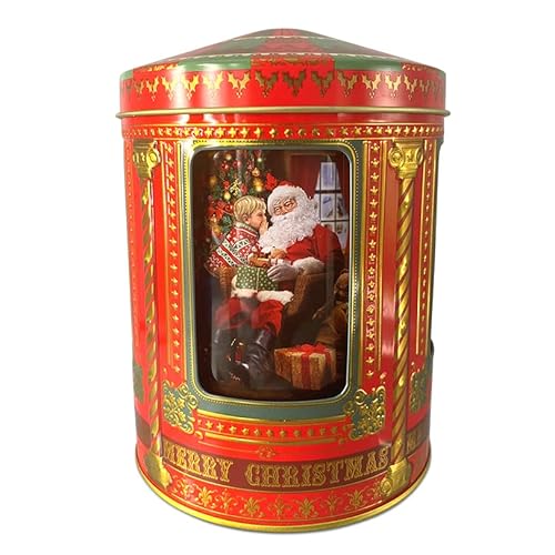 Spieluhrdose Santa - Dose, Gebäckdose, Aufbewahrungsdose, Keksdose, Blechdose. Aufbewahrung für Plätzchen und Lebkuchen. Aaufwändig geprägt und bedruckt. Vol. 750 ml. Maße: 12 x 16 cm von stylebox