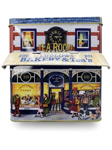 stylebox Große Dose in Form eines Alten Backsteinhauses Bakery mit Vordach Keksdose Deko-Box Retro-Dose Aufbewahrung, Volumen: 3.5 L, Maße: 18 x 10 x 21 cm von stylebox