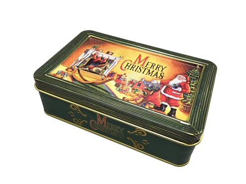 stylebox Nostalgische kleine rechteckige Dose Frohe Weihnachten Deko Box Weihnachtsplätzchen, ca. 14,5 x 9 x 5 cm, Volumen: 670 ml von stylebox