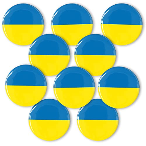 Ukraine Buttons blau gelb | Anstecker mit Nationalfarben | 37 mm Durchmesser mit Sicherheitsnadel (10) von stylebutton design your own