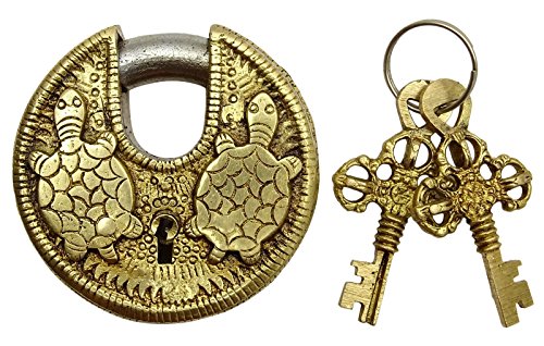 Gold Ton Messingmetall Schildkröten Entwurf Padlock Startseite Dekorative Schlösser mit 2 Schlüsseln von stylewise