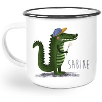 Emaille Tasse, Personalisierte Tasse Mit Namen, Namenstasse Krokodil, Kinderbecher, Geschenk von stypsstudio