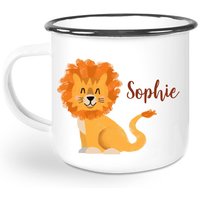 Emaille Tasse, Kinderbecher, Personalisierte Namenstasse Löwe, Tiertasse Mit Namen von stypsstudio