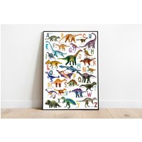 Kinderposter Abc Poster Alphabet Dinosaurier- Schulanfang - Dinoposter Dinosaurieralphabet von stypsstudio