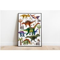 Kinderposter Dinosaurier - Dino Kinderzimmer Poster Dinos von stypsstudio