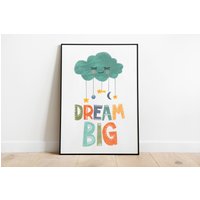 Kinderposter - Kinderzimmer Poster Süße Wolke Kindermobile Dream Big von stypsstudio