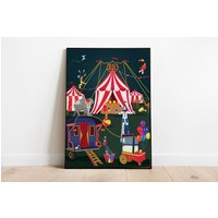 Kinderposter Kinderzimmerposter Zirkus Manege Clown Artist Tiere Poster von stypsstudio