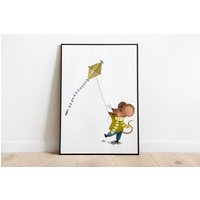 Kinderposter - Poster Kinderbild Maus Sabine Mit Drachen Kinderzimmer Bild von stypsstudio