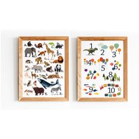 Kinderposter Poster Set - Abc Zahlenposter Tiere Alphabet Kinderzimmer Bild von stypsstudio