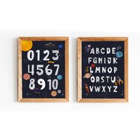 Kinderposter Poster Set - Abc Zahlenposter Weltraum Alphabet von stypsstudio