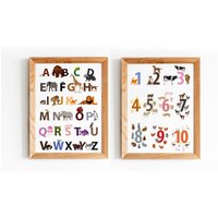 Kinderzimmerposter - Poster Set Abc Zahlenposter Tiere von stypsstudio
