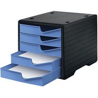 styro Schubladenbox styroswingbox  cornflower 275-8430.621, DIN A4 mit 5 Schubladen von styro
