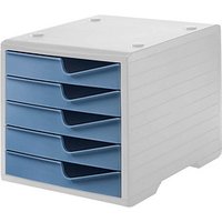 styro Schubladenbox styroswingbox  taupenblau 275-8430.3681, DIN C4 mit 5 Schubladen von styro