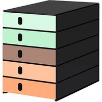 styro Schubladenbox styroval pro Emotions Mediterran  grün, braun, orange 14-8000.ME, DIN C4 mit 5 Schubladen von styro