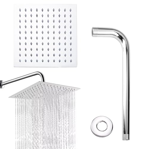 suaywo 10 Zoll Duschkopf Regendusche Quadrat Regendusche Duschkopf 304 Edelstahl Duschkopf Regendusche 360° Verstellbarer Regendusche Duschkopf Kann an der Wand oder Decke montiert werden 25 x 25cm von suaywo