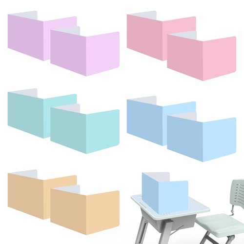 suaywo 10 pcs Trennwand für Schreibtisch Tragbarer Schreibtischteiler für Schüler 5 Farben Tragbare Sichtschutz Schreibtisch 30*40cm U-förmiger Tischtrennwand Geeignet für Schulen, Büros, Bibliotheken von suaywo