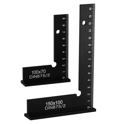 suaywo 2 Stück Schlosserwinkel Set 90° Anschlagwinkel für präzise Arbeiten, 100 * 70mm und 150 * 100mm Anschlagwinkel Metall für Metall- und präzise Arbeiten - Schwarz von suaywo