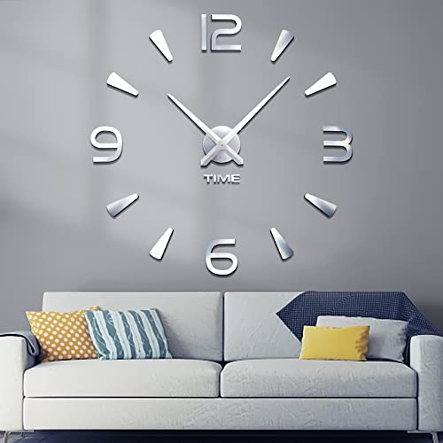 suaywo DIY Wanduhr Silber Modern Wanduhr 3D Aufkleber DIY Wall Clock Modern Wanduhren für Wohnzimmer, Dekoration Nach Hause, Restaurant, Büro, Hotel und Geschenk von suaywo