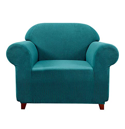 Subrtex Sofabezug, dehnbar, elastischer Sesselbezug mit Armlehnen, Sofaschutz, 1 Stück (für 1-Sitzer, blau/grün) von subrtex