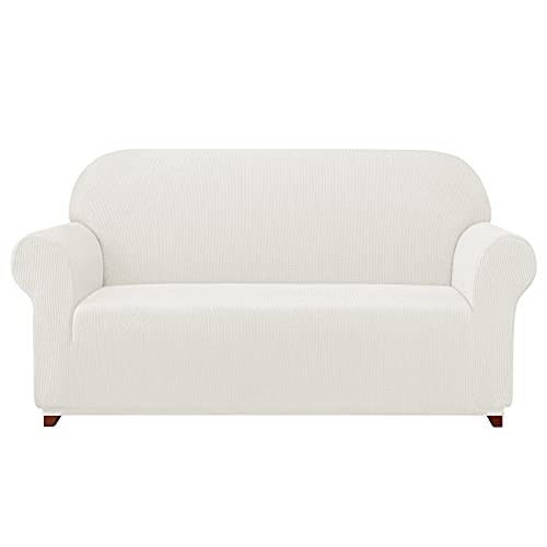 subrtex 1 Stück Sofabezug, dehnbar, Sesselbezug mit elastischer Armlehne, Sofaschutz (4-Sitzer, Creme) von subrtex