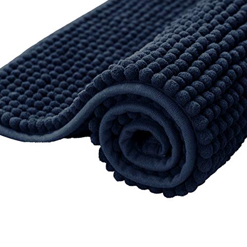 subrtex Badematte rutschfest Badezimmerteppich aus Chenille Saugfähig Badteppich weich Wasserabsorbierende Badvorleger für Badezimmer,Maschinenwaschbar(50 x 80 cm, Marineblau) von subrtex