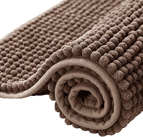 subrtex Badematte rutschfest Badezimmerteppich aus Chenille Saugfähig Badteppich weich Wasserabsorbierende Badvorleger für Badezimmer,Maschinenwaschbar(40×60cm, Braun) von subrtex