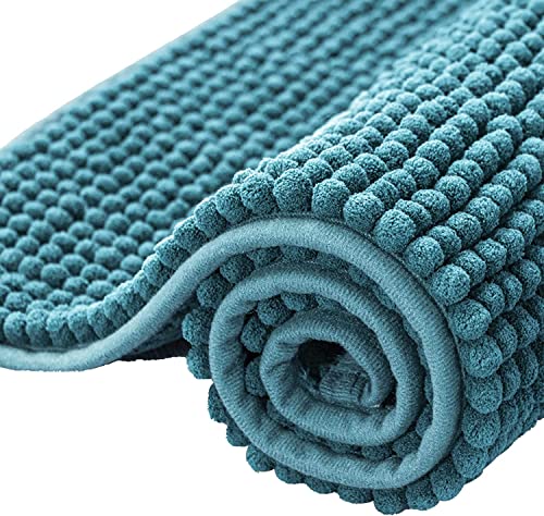 subrtex Badematte rutschfest Badezimmerteppich aus Chenille Saugfähig Badteppich weich Wasserabsorbierende Badvorleger für Badezimmer,Maschinenwaschbar(50×80cm, Grau Blau) von subrtex