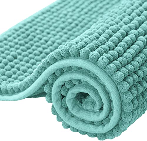 subrtex Badematte rutschfest Badezimmerteppich aus Chenille Saugfähig Badteppich weich Wasserabsorbierende Badvorleger für Badezimmer,Maschinenwaschbar(50×80cm, Hellgrün) von subrtex