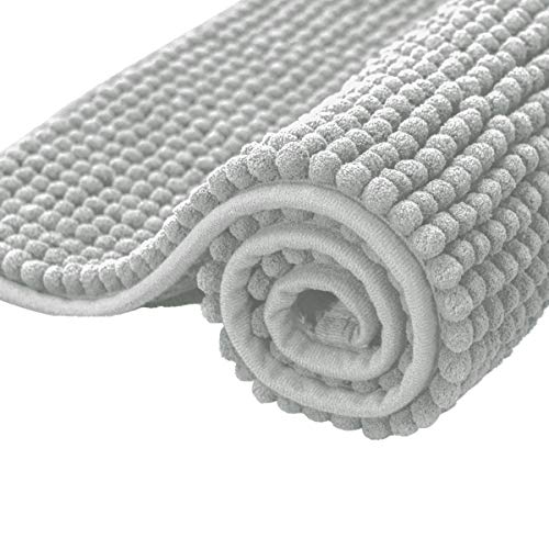 subrtex Badematte rutschfest Badezimmerteppich aus Chenille Saugfähig Badteppich weich Wasserabsorbierende Badvorleger für Badezimmer,Maschinenwaschbar(40 x 60 cm, hellgrau) von subrtex