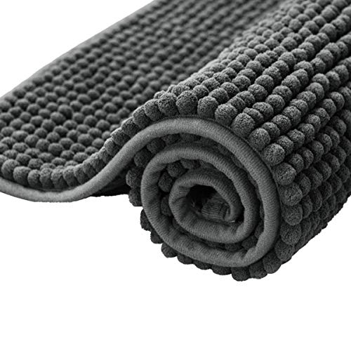 subrtex Badematte rutschfest Badezimmerteppich aus Chenille Saugfähig Badteppich weich Wasserabsorbierende Badvorleger für Badezimmer,Maschinenwaschbar(50 x 80 cm, grau) von subrtex