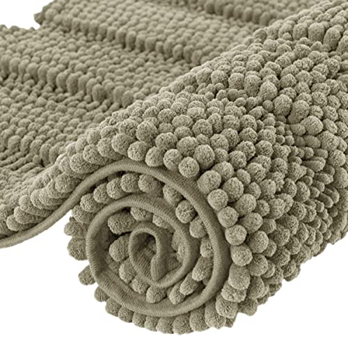 subrtex Badematten für Badezimmer, rutschfest, luxuriös, Chenille, gestreift, 40 x 60 cm, Sandfarben von subrtex