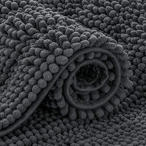 subrtex Badezimmerteppiche, Chenille-Läufer, extra lang, Badteppich, gestreift, Plüsch-Badematte, weiche Teppiche für Badezimmer, maschinenwaschbar (grau, 45.7x121.9 cm) von subrtex