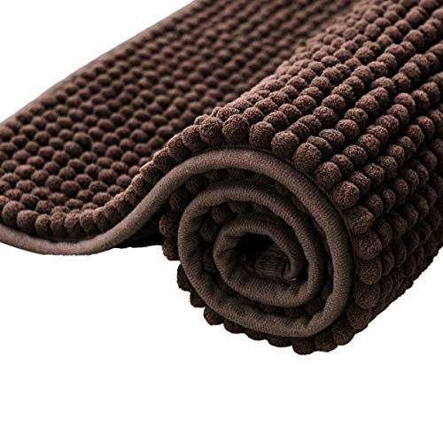 subrtex Badematte rutschfest Badezimmerteppich aus Chenille Saugfähig Badteppich weich Wasserabsorbierende Badvorleger für Badezimmer,Maschinenwaschbar(40 x 60 cm, Schokolade) von subrtex