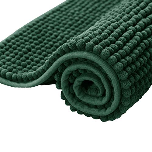 subrtex Chenille-Badematten für Badezimmer, extra weich und wasserabsorbierend, rutschfest, Perfekter Plüschteppich, Matten für Badewanne, Dusche (40 x 60 cm, grün) von subrtex