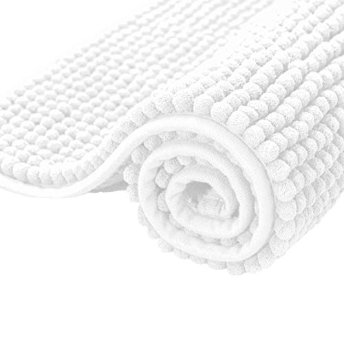 subrtex Badematte rutschfest Badezimmerteppich aus Chenille Saugfähig Badteppich weich Wasserabsorbierende Badvorleger für Badezimmer,Maschinenwaschbar(40 x 60 cm, weiß) von subrtex