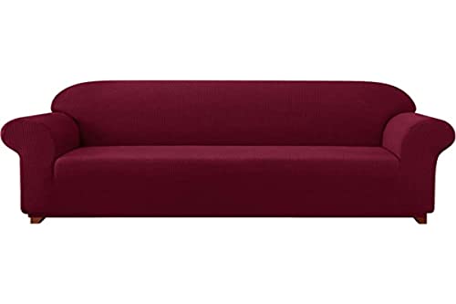 subrtex Sofabezug aus Polyester, elastisch, Sitzbezug für Haushaltssofa, 3 Sitzer, Bordeaux von subrtex