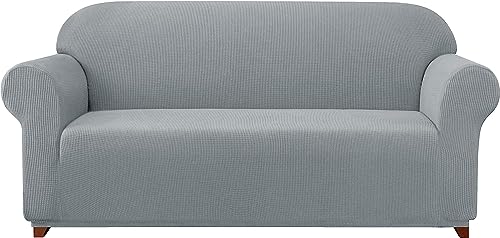 subrtex Spandex Sofabezug Stretch Sofahusse Couchbezug (3 Sitzer,Hellgrau) von subrtex