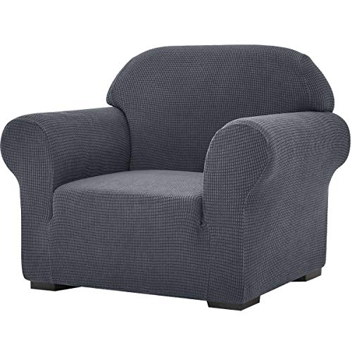 subrtex Stretch-Sofabezug, 1 Stück, für Wohnzimmer, Sessel, weiche Möbel, waschbar, Couch, Schonbezüge für Kinder/Hunde (Stuhl, grau) von subrtex