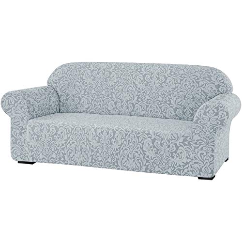 SU SUBRTEX Damast-Sofabezug, 1 Stück, 4-Sitzer, Stretch-Jacquard-Bezug-Set, Möbelschutz für Wohnzimmer, Couch, Schonbezüge für Kinder/Haustiere (XL-Sofa, hellgrau) von SU SUBRTEX