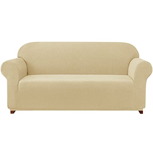 Subrtex 1 Stück Sofabezug, elastisch, rutschfest, für Sofas, Kratzfest, verstellbar, Schutz (3-Sitzer, Khaki) von subrtex