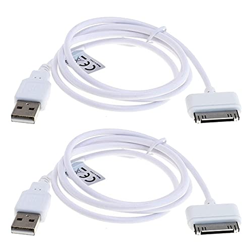 subtel 2x USB Kabel 1m kompatibel mit Apple iPod Mini (1. & 2. Gen.) Nano (1. - 6. Gen.) Touch (1. - 4. Gen.) - MA591G Ladekabel 30 Pin Dock Connector auf USB A 2.0 Datenkabel weiß von subtel