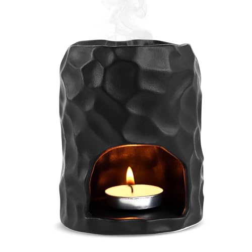 Keramische duftlampe teelicht für ätherische Öle | minimalistisches Duftlicht | Aromalampe | hochwertige Duftlampe Teelicht | Öl- und Wachsdiffusor | duftöl Lampe.(Matt Schwarz) von sudatong