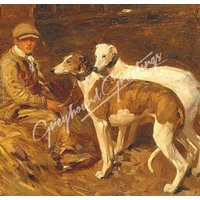 Windhundhund-Fliesen-Kunst-Stück "Junge + Hunde" - Stehen Oder Hängen 4-1/4" Quadratisch Windhundhund-Fliesen-Kunst-Stück "Junge + Hunde" - Stehen Oder Hängen 4-1/4" Quadratisch von suebero