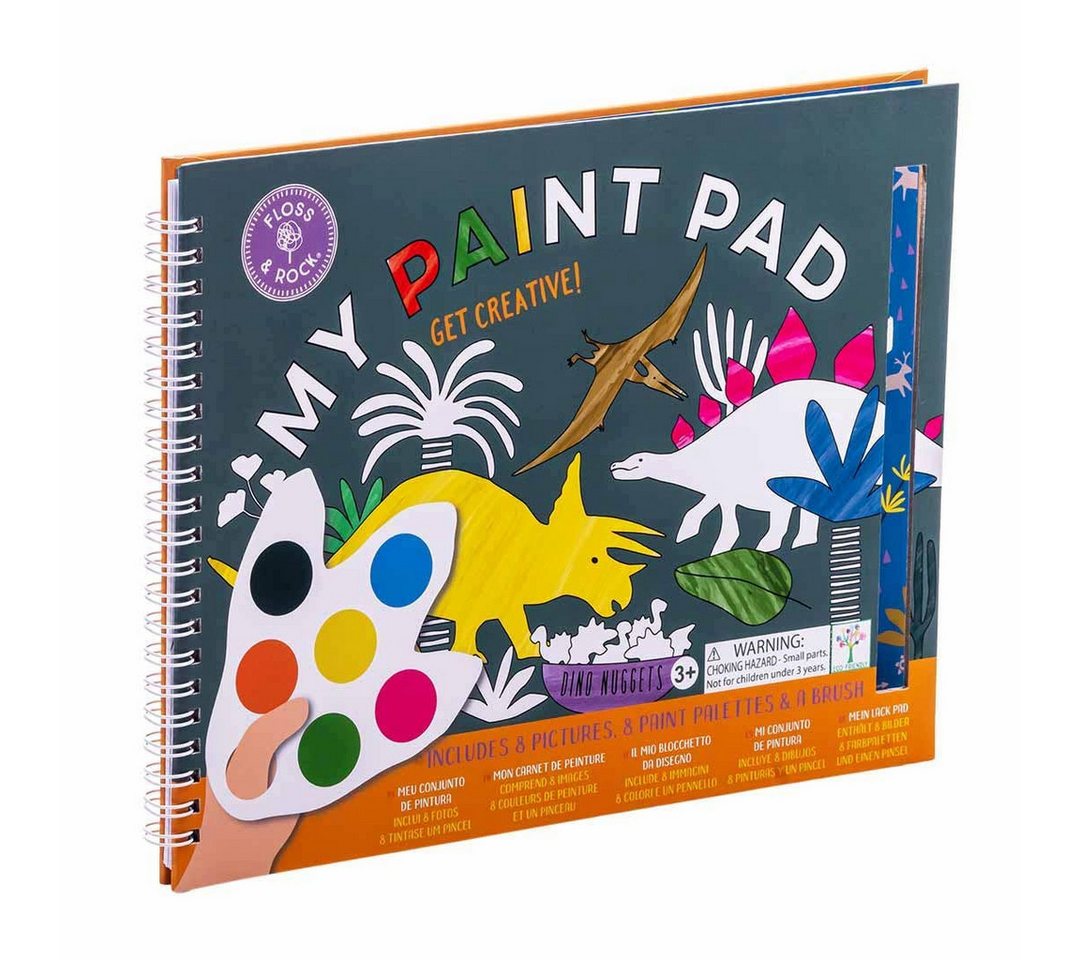 suebidou Malblock Dino Mein Malblock spiralgebunden mit Farbpaletten und Pinsel, nachhaltig, kreativ von suebidou