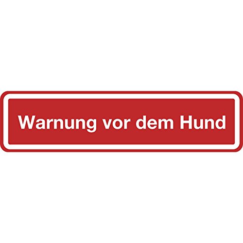 Hinweisschild "Warnung vor dem Hund" | selbstklebend | 200x48 mm | signal-rot | 1 Stück von Bender