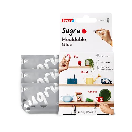 Sugru by tesa – Formbarer Mehrzweckkleber für kreatives Fixieren und Basteln, grau, 3 Stück von sugru