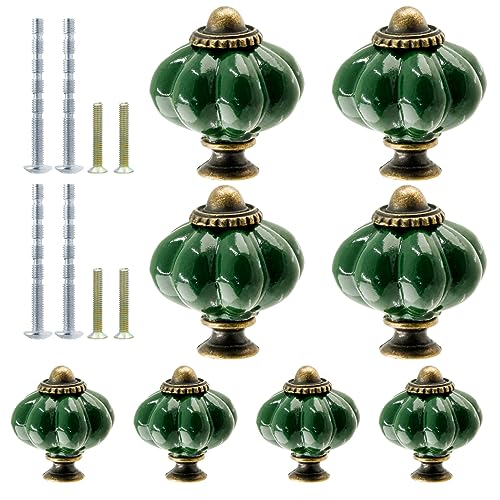 Suiwotin 8 dunkelgrüne Keramik-Kürbis-Schrankknäufe, Retro-Stil, dekorative Schubladengriffe für Möbel, Schrank, Schminktisch Suiwotin 8 dunkelgrüne Keramik-Kürbis-Schrankknäufe, Retro-Stil, dekorative Schubladengriffe für Möbel, Schrank, Schminktisch von suiwotin